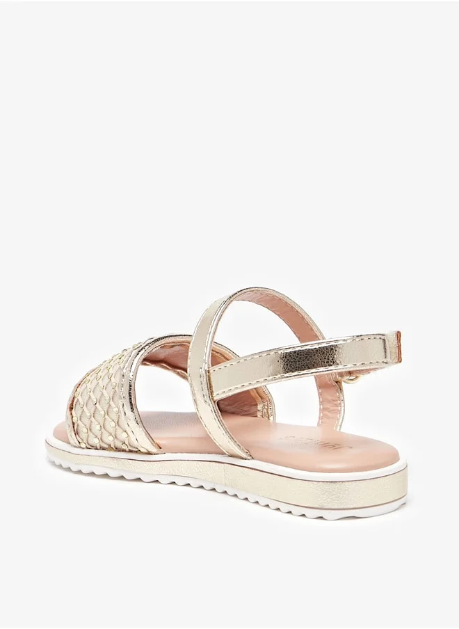 جونيورز Girls Studded Back Strap Sandals with Hook and Loop Closure