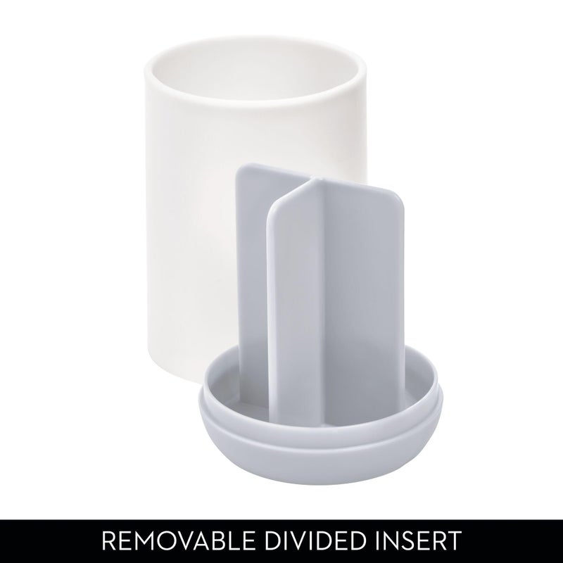 InterDesign iDesign Toothbrush Holder for Normal Toothbrushes, Spin Brushes, and Toothpaste, The Cade Collection - 3" x 3" x 4. 5", White/Gray - Image 4