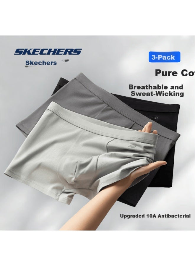Skechers Men's Official 10a Antibacterial Cotton Underwear Comfortable Breathable Boxer Briefs Sports Four-point Underwear Gift Box Set - Image 1
