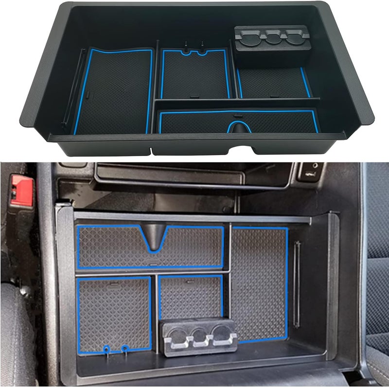 JOJOMARK منظم صينية الكونسول الوسطي متوافق مع ملحقات GMC Sierra 2014-2018، (2015-2020) Yukon/Chevy Tahoe Silverado Suburban، صندوق تخزين مسند الذراع بديل 22817343 (أزرق) - Image 1