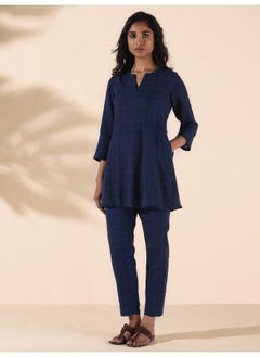 trueBrowns trueBrowns Blue Cotton Dobby Regular Co-ord Set  - Image 2