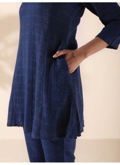 trueBrowns trueBrowns Blue Cotton Dobby Regular Co-ord Set  - Image 3