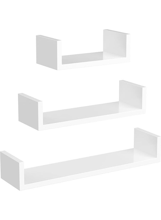 Set of 3 Floating Wall Shelves – Decorative White Wooden Shelving Units (30cm, 45cm, 60cm) – Modern Wall Mounted Storage and Display Racks for Bedroom, Living Room, Kitchen, Hallway – Max Load 15kg – Model LWS66W - Image 4