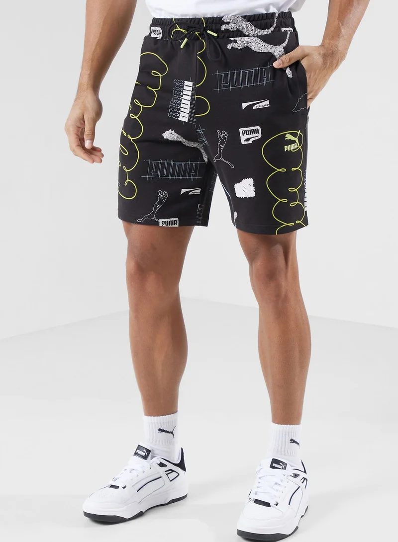 PUMA 8" Classics Brand Love All Over Printed Shorts