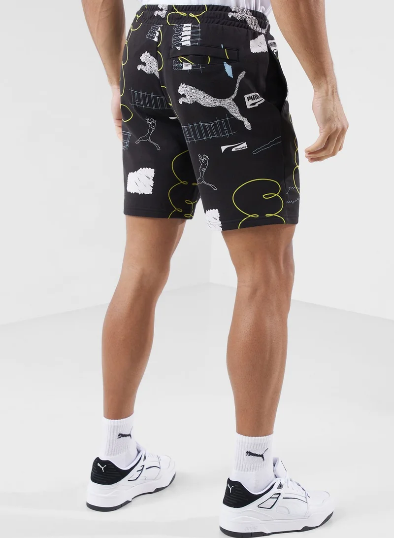 PUMA 8" Classics Brand Love All Over Printed Shorts