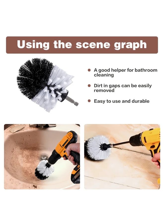 4pcs White Car Cleaning Brush Set Drill Brush Attachments For Car Wash Wheel Detailing Kit Plastic Durable Easy Home Use - Image 4