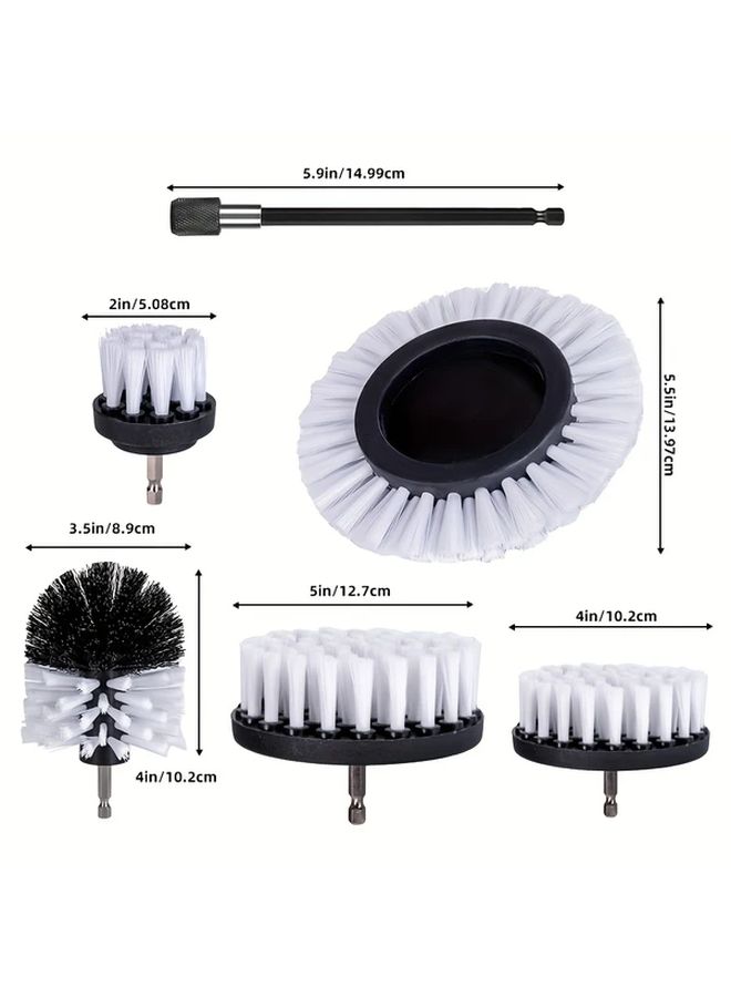 4pcs White Car Cleaning Brush Set Drill Brush Attachments For Car Wash Wheel Detailing Kit Plastic Durable Easy Home Use - Image 2