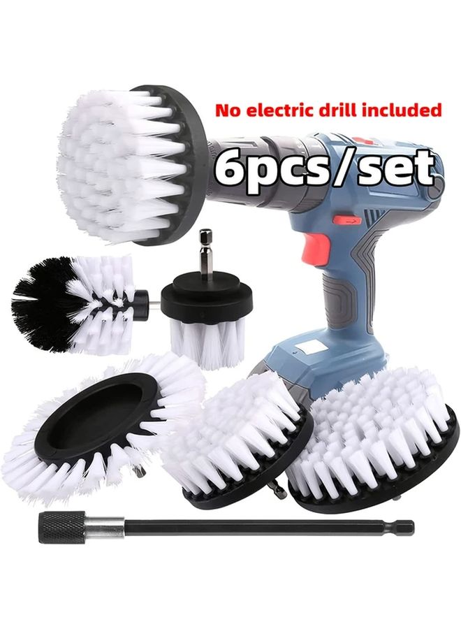 4pcs White Car Cleaning Brush Set Drill Brush Attachments For Car Wash Wheel Detailing Kit Plastic Durable Easy Home Use - Image 3
