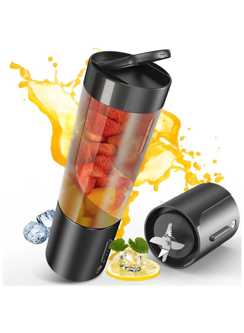 Portable Blender, Personal Size Blender for Shakes and Smoothies with 6 Ultra Sharp Blades, 16 Oz Mini Blender USB Rechargeable Magnetic for Travel/Picnic/Office/Gym(Black)  - Image 1