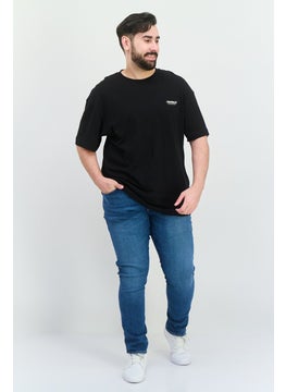 Jack Jones Men Crew Neck Short Sleeve Graphic Print T Shirt, Black  - Image 3