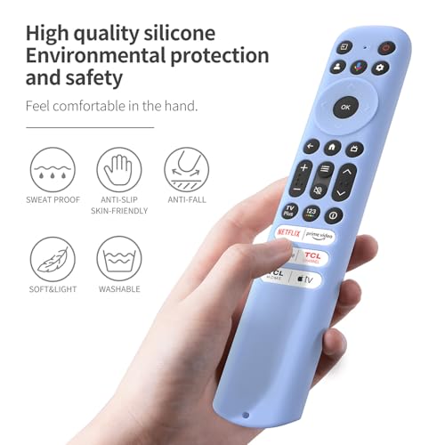 AKSHFETH Silicone Remote Cover for TCL RC813/FMB1, RC923/FMB3 Smart TV Remote Case with Lanyard (Glow Blue) - Image 2