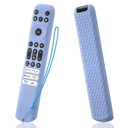 AKSHFETH Silicone Remote Cover for TCL RC813/FMB1, RC923/FMB3 Smart TV Remote Case with Lanyard (Glow Blue) - Image 1