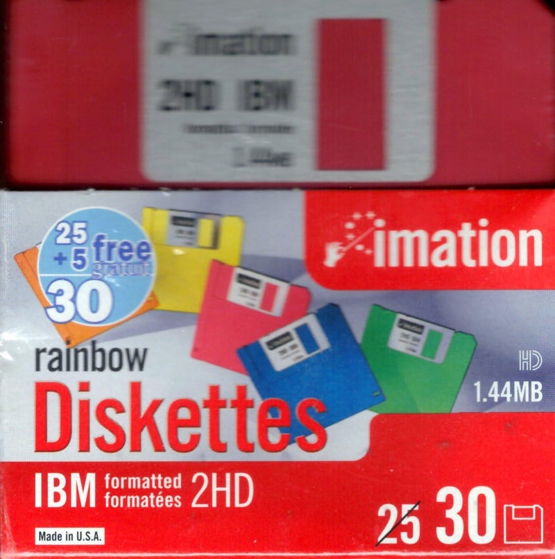 imation ™ 3 1/2" Bulk Diskettes, IBM(R) Format, DS/HD, Rainbow, Box Of 30 - Image 1