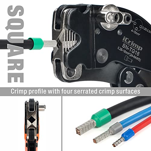 IWISS iCrimp Square Ratchet Crimper for End Sleeves and Ferrules AWG 24-6 - Image 3