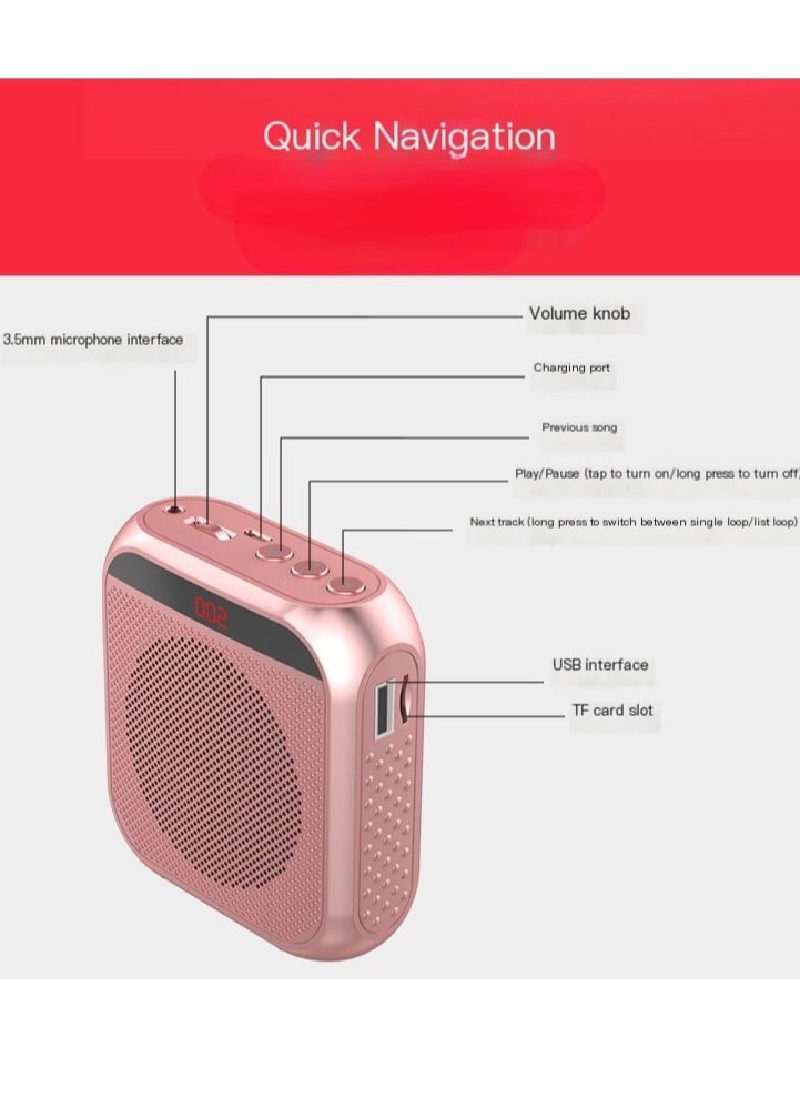 Generic Voice Amplifier, 3.5mm Wired Microphone Headphone Voice Amplifier 2200mAh Rechargeable Multifunctional Noise Canceling Speaker Support U Disk and TF Card  - Image 4