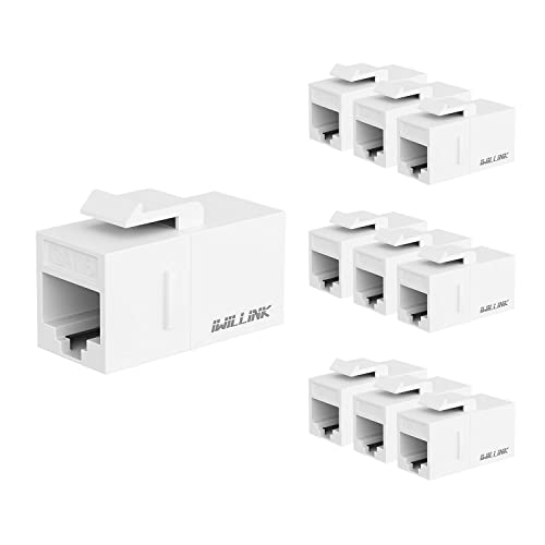 iwillink RJ45 Cat6 Keystone Coupler 10-Pack, Female to Female Cat6 Keystone Jack, UTP Keystone Coupler Insert, White - Image 1
