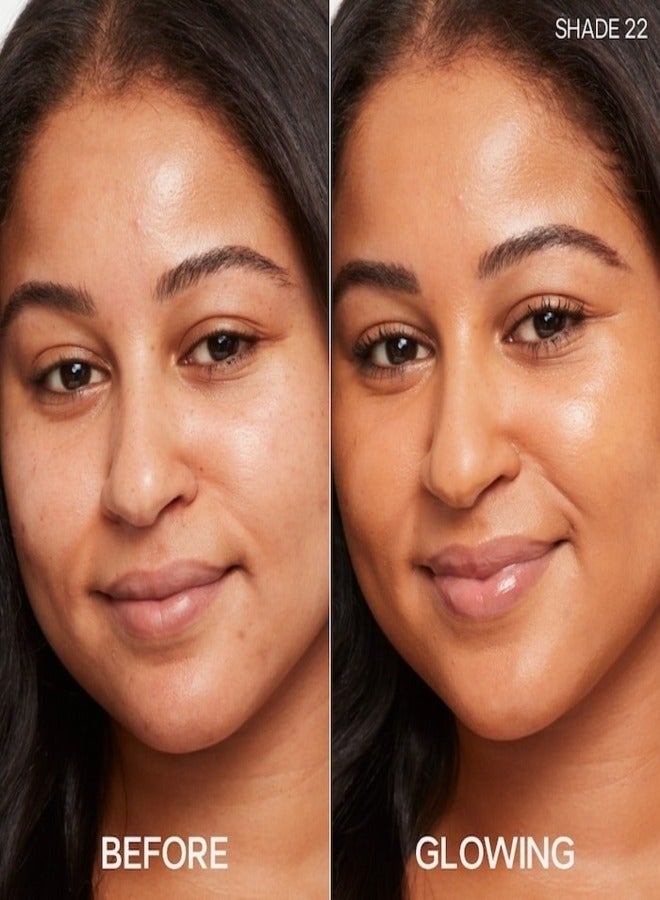 SAIE   Glowy Super Skin Tint Foundation with Hyaluronic Acid , 22 Medium/Tan Olive Undertones 30ml - Lightweight, Hydrating Coverage - Image 2