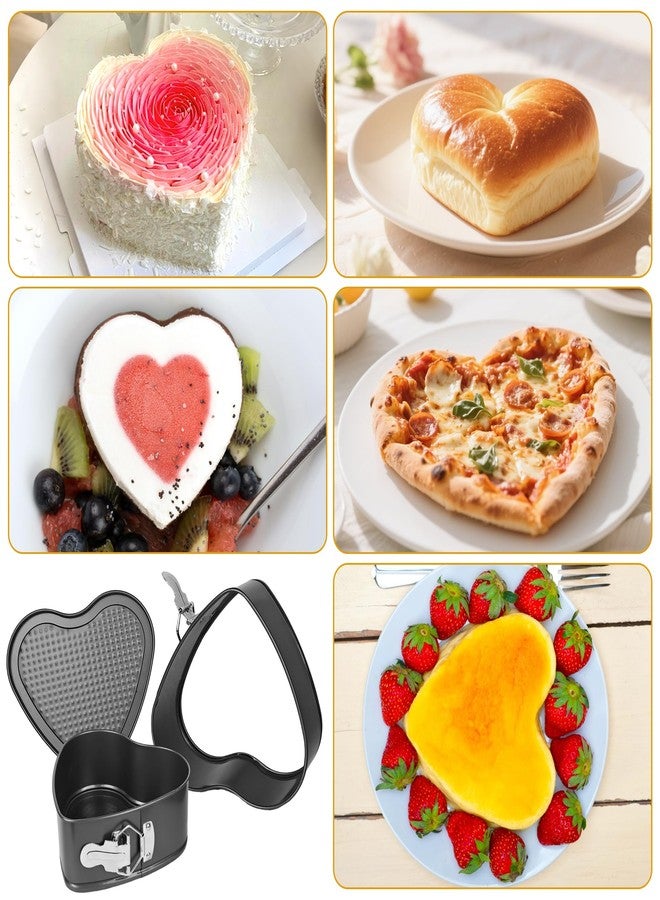 Axigundaone 2 Pcs Heart Shaped Springform Pan Set, 7/9 Inch Heart Cake Baking Molds with Removable Bottom, Non Stick Heart Cheesecake Pans for Snack Cooking - Image 4