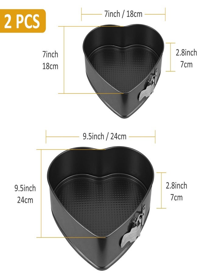 Axigundaone 2 Pcs Heart Shaped Springform Pan Set, 7/9 Inch Heart Cake Baking Molds with Removable Bottom, Non Stick Heart Cheesecake Pans for Snack Cooking - Image 2