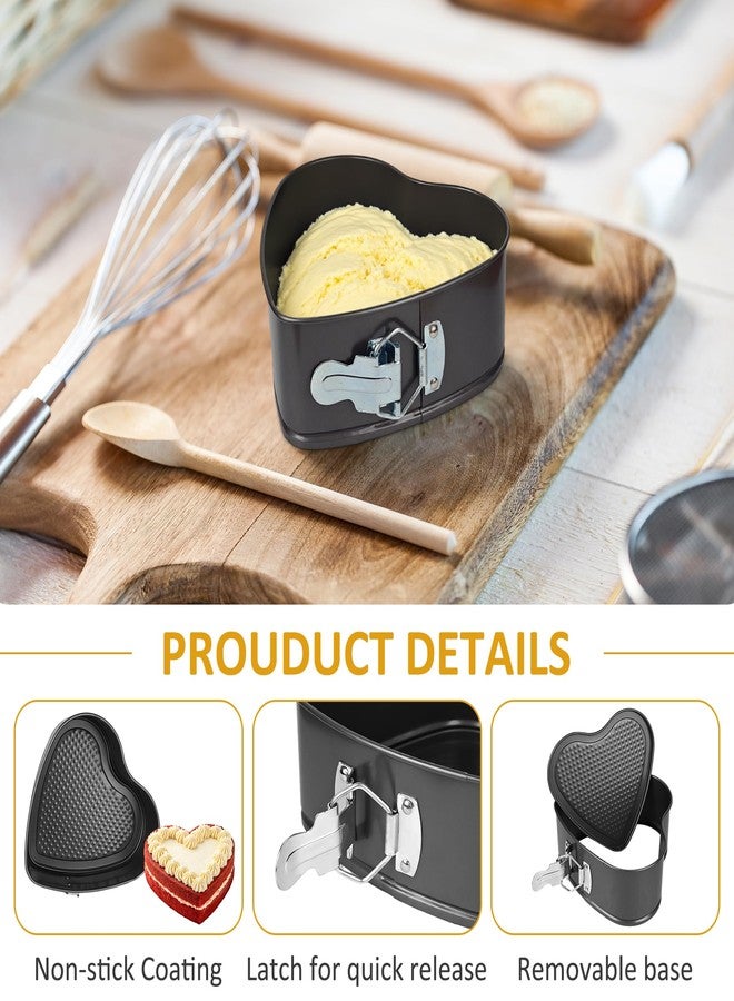 Axigundaone 2 Pcs Heart Shaped Springform Pan Set, 7/9 Inch Heart Cake Baking Molds with Removable Bottom, Non Stick Heart Cheesecake Pans for Snack Cooking - Image 3