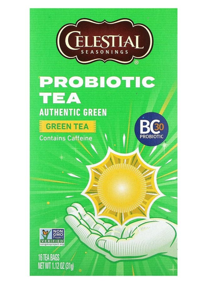 CELESTIAL SEASONINGS Probiotic Green Tea Authentic Green 16 Tea Bags 1.12 oz (31 g) 