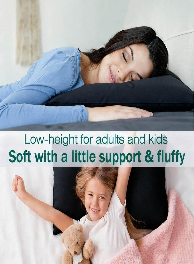 Gooeb Squishy Flat Bed Pillows Standard Size Set of 2 Extra Soft Thin Pillow for Stomach Sleeping Adults Kids Back Sleeper Plush Fluffy Black 20x26 inches - Image 2