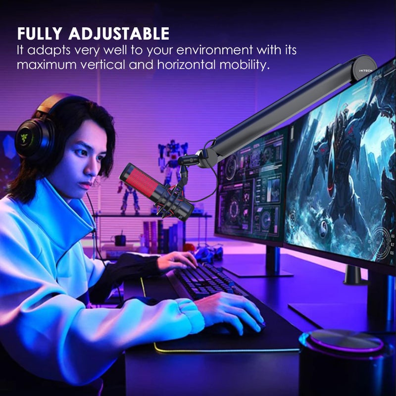 i-XTECH IXTECH Premium Microphone Boom Arm with Desk Mount, 360Â° Rotatable, Fully Adjustable, for Podcast, Video, Gaming, Radio, Studio, Recording, Sturdy and Universal VALIANT Model - Image 5