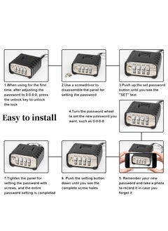 Y&D Heavy Duty Combination Padlocks Outdoor, 52mm Stainless Steel 4 Digit Locker Code Padlock Weatherproof, for Home Shed Fence Warehouse Garage (Black)  - Image 3