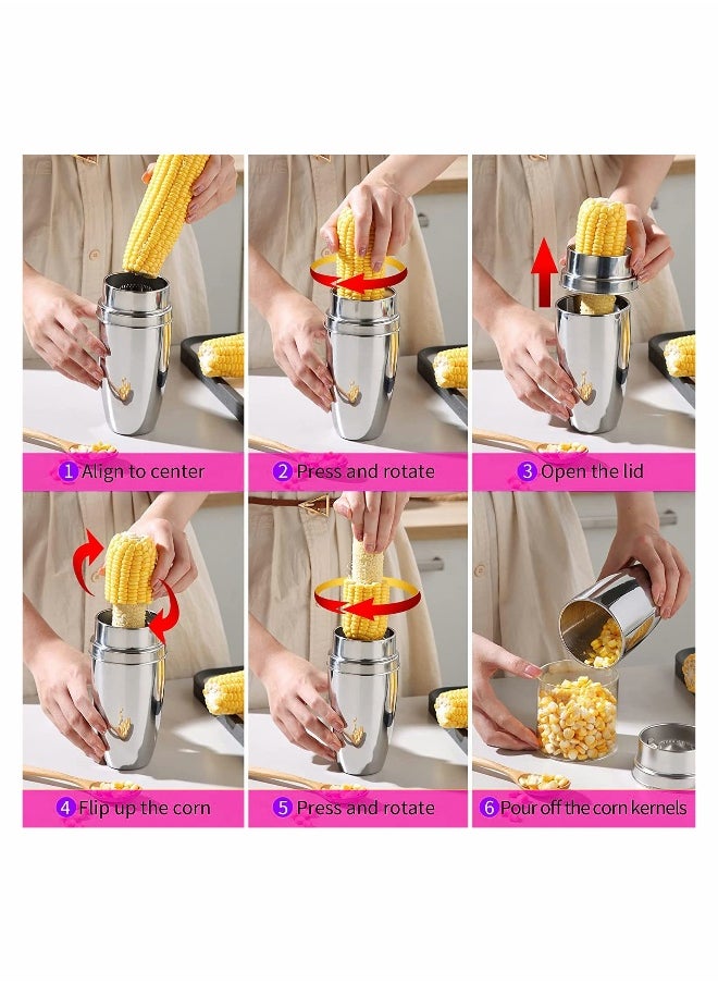 Generic - Corn Peeler 304 Stainless Steel Cob with Cup Convenient Stripper Tool Quickly Peeling Kernels Cutter For Kitchen Thresher from the - Image 1