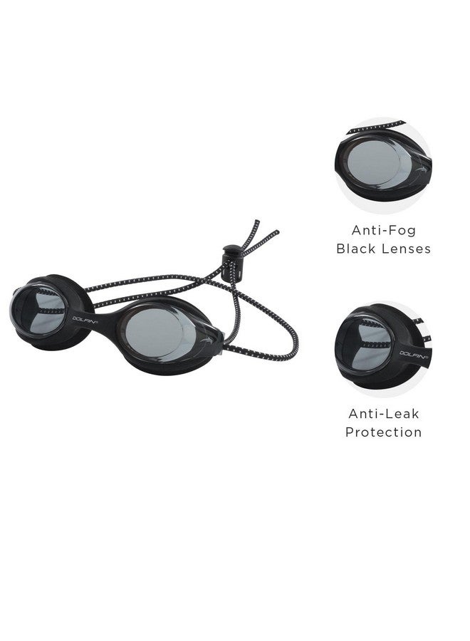 Dolfin Bungee Racer Swim Goggles (Black Black) - Image 5
