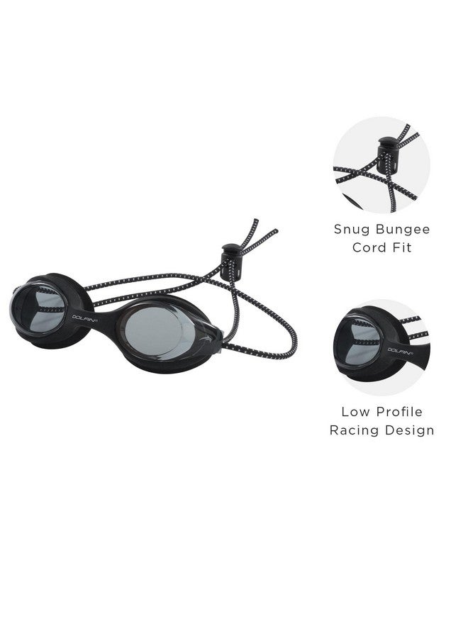 Dolfin Bungee Racer Swim Goggles (Black Black) - Image 4