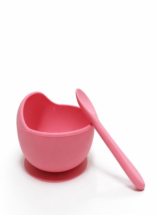 Nestlooms Baby Feeding Bowl & Spoon I Silicone Unbreakable Non-Slip Suction Base Design I BPA Free, Dishwasher, Freezer & Microwave Safe I Feeding Kit for Infants & Toddler (Pink Popsicle) - Image 1