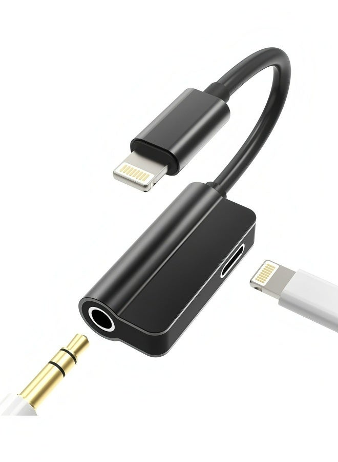 فليفيو محول Lightning إلى 3.5 مم جاك دونجل سبليتر (2 في 1) معتمد من MFI من Apple لجهاز iPhone Aux كابل صوت سماعة الرأس سلك شاحن لـ 7 8 Plus X Xr 14 13 12 11 Pro Max لشحن iPad وسماعات الأذن الموسيقية - Image 1