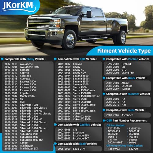 JkorkM 12612350 Oil Pan Gasket, OS30693R Oil Pan Gasket kit Compatible with Chevy Silverado Suburban Tahoe Trailblazer GMC Sierra Yukon Envoy 4.8L 5.3L 6.0L 6.2L-Other Replaces OEM 12580672 812558760 - Image 2