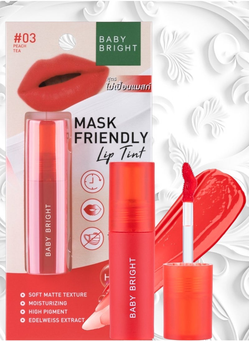 Baby Bright Mask Friendly Lip Tint Peach Tea 03  - Image 1