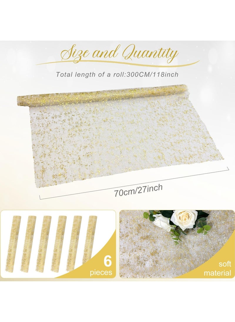 Dominy Gold Table Runner Chiffon Tulle Cheesecloth Golden Table Runner for Wedding Baby Bridal Shower Birthday Party Long Sheer Boho Home Decorations, 27.5*118 Inch (Gold)  - Image 5