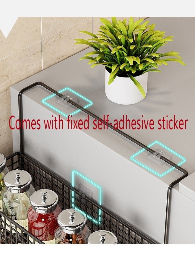 KLNAMAEAAN Kitchen Refrigerator Side Wall Mounted Storage Rack Spice Rack Storage Rack Item Placement Rack With Hooks 38x71cm - Image 2