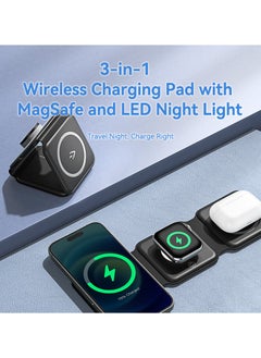 VENTION Vention 3-in-1 15W Wireless Charging Pad with MagSafe and LED Night Light Black  - Image 3