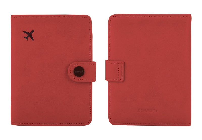 ZOPPEN حافظة جواز سفر زوبين للنساء، غلاف جواز سفر، محفظة سفر مع حماية RFID، غلاف محفظة جواز السفر، أساسيات السفر، منظم مستندات، أحمر قاني - Image 5