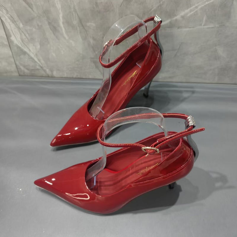 Women's Open-Toe High Heel Sandals with Back Strap, Pointed Toe, Ankle Strap, Spring 2026 New Arrival