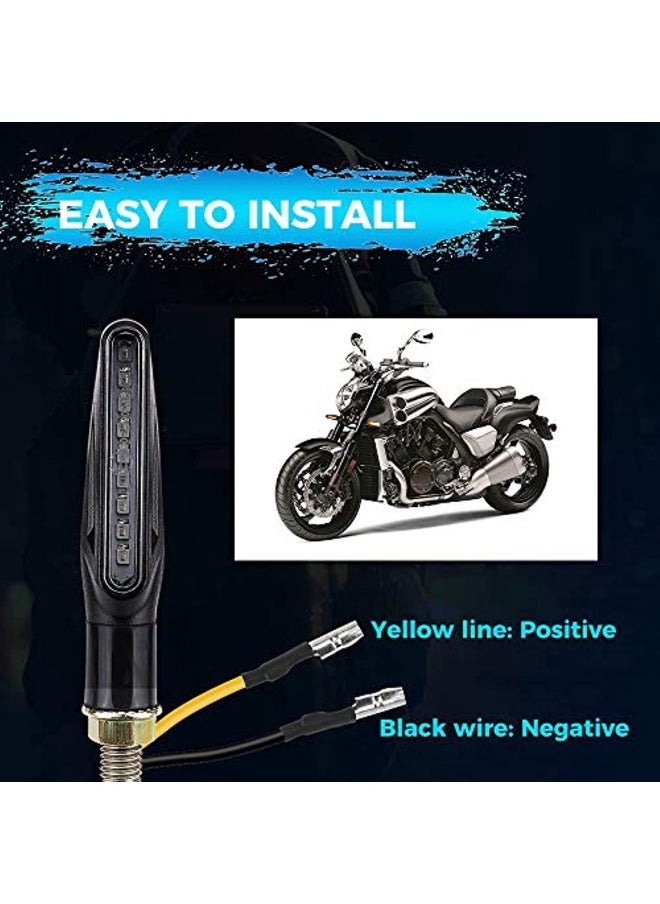 4 Pcs Motorcycle Flashing Approved E24 Universal Flashing Led Sequential 12V 9 Leds Lights Turn Signal Indicator Waterproof Ip67 Indicator Motorcycle Scooter Quad Cruiser