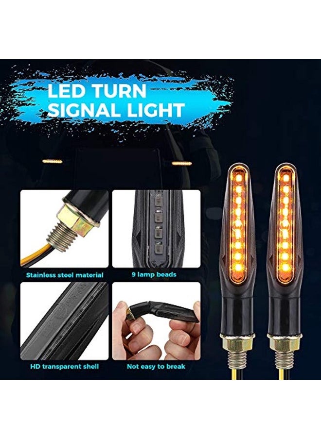 4 Pcs Motorcycle Flashing Approved E24 Universal Flashing Led Sequential 12V 9 Leds Lights Turn Signal Indicator Waterproof Ip67 Indicator Motorcycle Scooter Quad Cruiser