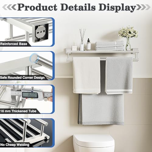 Alise Towel Rack,Towel Holder Towel Shelf with Double Towel Bars for Bathroom Lavatory,SUS 304 Stainless Steel Wall Mount Towel Hanger Storage,20 Inch Brushed Nickel,GZ8050-LS - Image 5