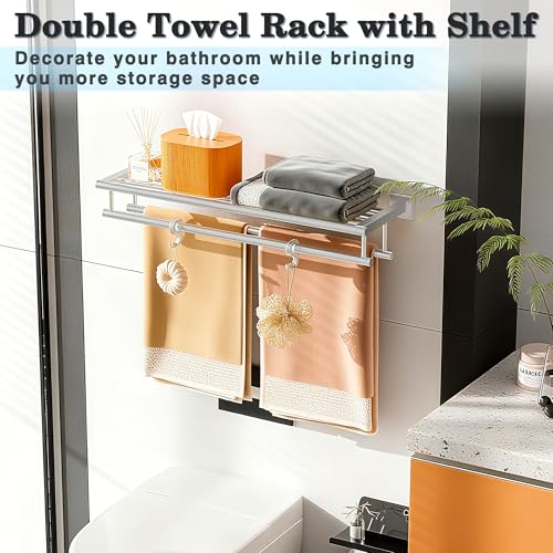 Alise Towel Rack,Towel Holder Towel Shelf with Double Towel Bars for Bathroom Lavatory,SUS 304 Stainless Steel Wall Mount Towel Hanger Storage,20 Inch Brushed Nickel,GZ8050-LS - Image 4