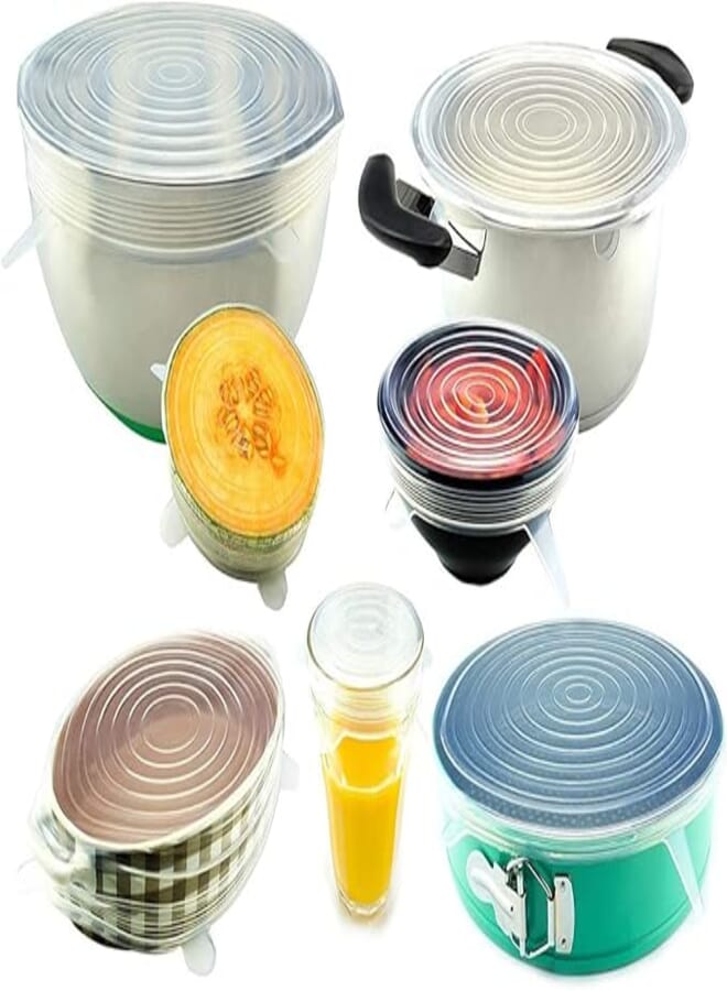 Zattcas Silicone Stretch Lids, Silicone Food Covers 6Pack, BPA Free, 6 Different Sizes Silicone lids Fit Various Shape of Containers, Dishes, Bowls,Jars, Safe in Dishwasher/Microwave/Freezer