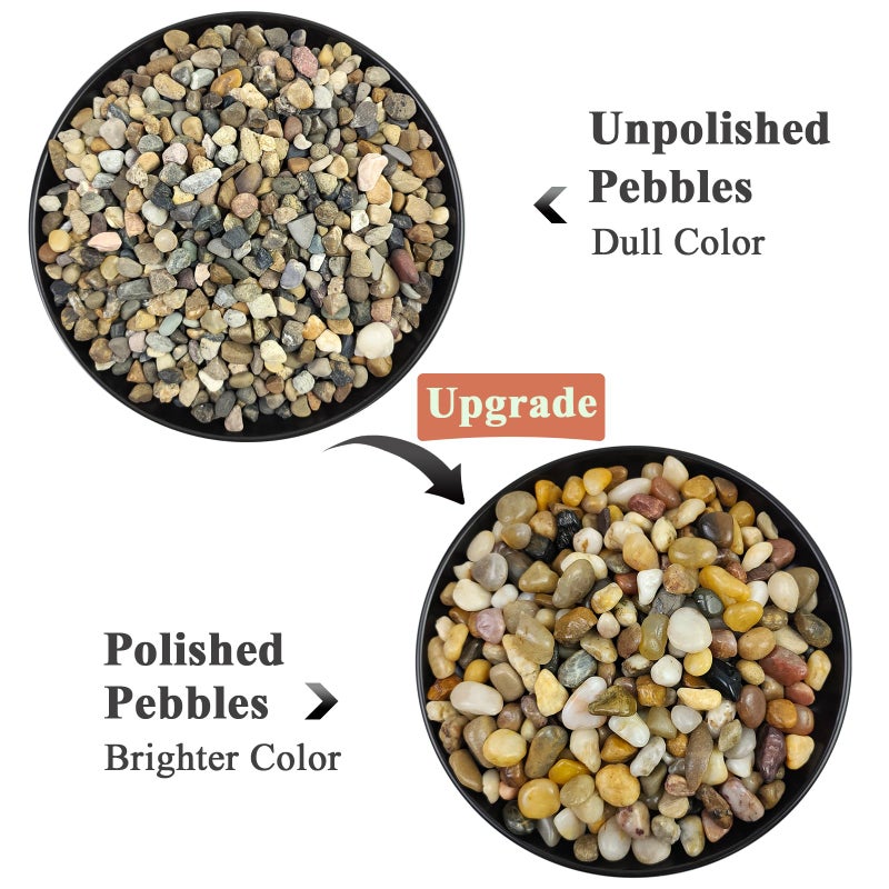 FANTIAN Poilished Fish Tank Gravel, 3/8 Inch Pebbles for Indoor Plants, Decorative Stones River Rocks for Succulent Soil Cover, Cactus, Aquarium, Vase Filler and Outdoor Garden Landscaping - Image 3