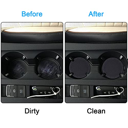 Wisdompro Car Coasters, Wisdompro 4 Pack PVC Car Cup Holder Insert Coaster - Anti Slip Vehicle Interior Accessories Cup Mats for Women(Diameter 3", Black) - Image 5