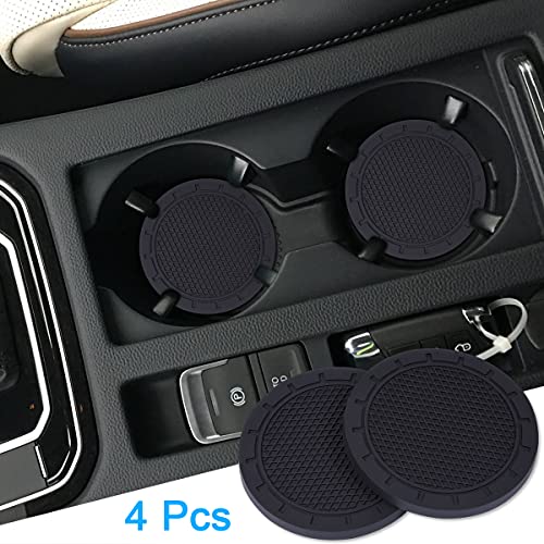 Wisdompro Car Coasters, Wisdompro 4 Pack PVC Car Cup Holder Insert Coaster - Anti Slip Vehicle Interior Accessories Cup Mats for Women(Diameter 3", Black) - Image 3