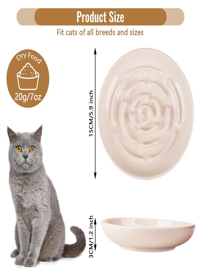 Lfpkixise Slow Feeder Cat Bowl Set of 2, Ceramic Slow Feeding Cats Bowl Whisker Friendly, Anti Vomiting Cat Feeder for Dry and Wet Food，Fun Maze Interactive Bloat Stop Puzzle Bowls for Healthy Eating Diet - Image 2