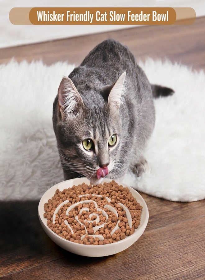 Lfpkixise Slow Feeder Cat Bowl Set of 2, Ceramic Slow Feeding Cats Bowl Whisker Friendly, Anti Vomiting Cat Feeder for Dry and Wet Food，Fun Maze Interactive Bloat Stop Puzzle Bowls for Healthy Eating Diet - Image 4